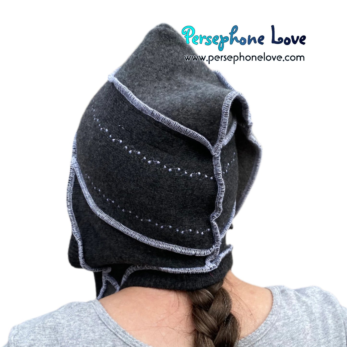 Katwise inspired grey felted 100% cashmere pixie jester hat-1520