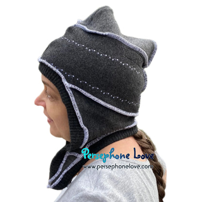 Katwise inspired grey felted 100% cashmere pixie jester hat-1520