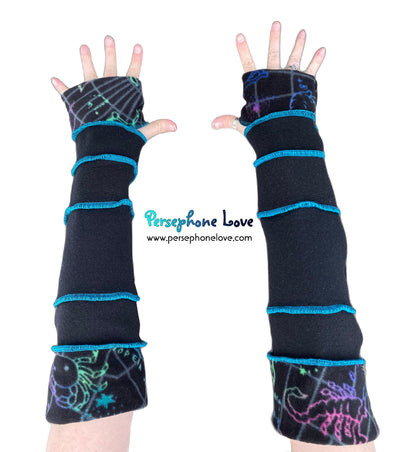 Katwise-inspired black Zodiac felted 100% cashmere arm warmers-1641