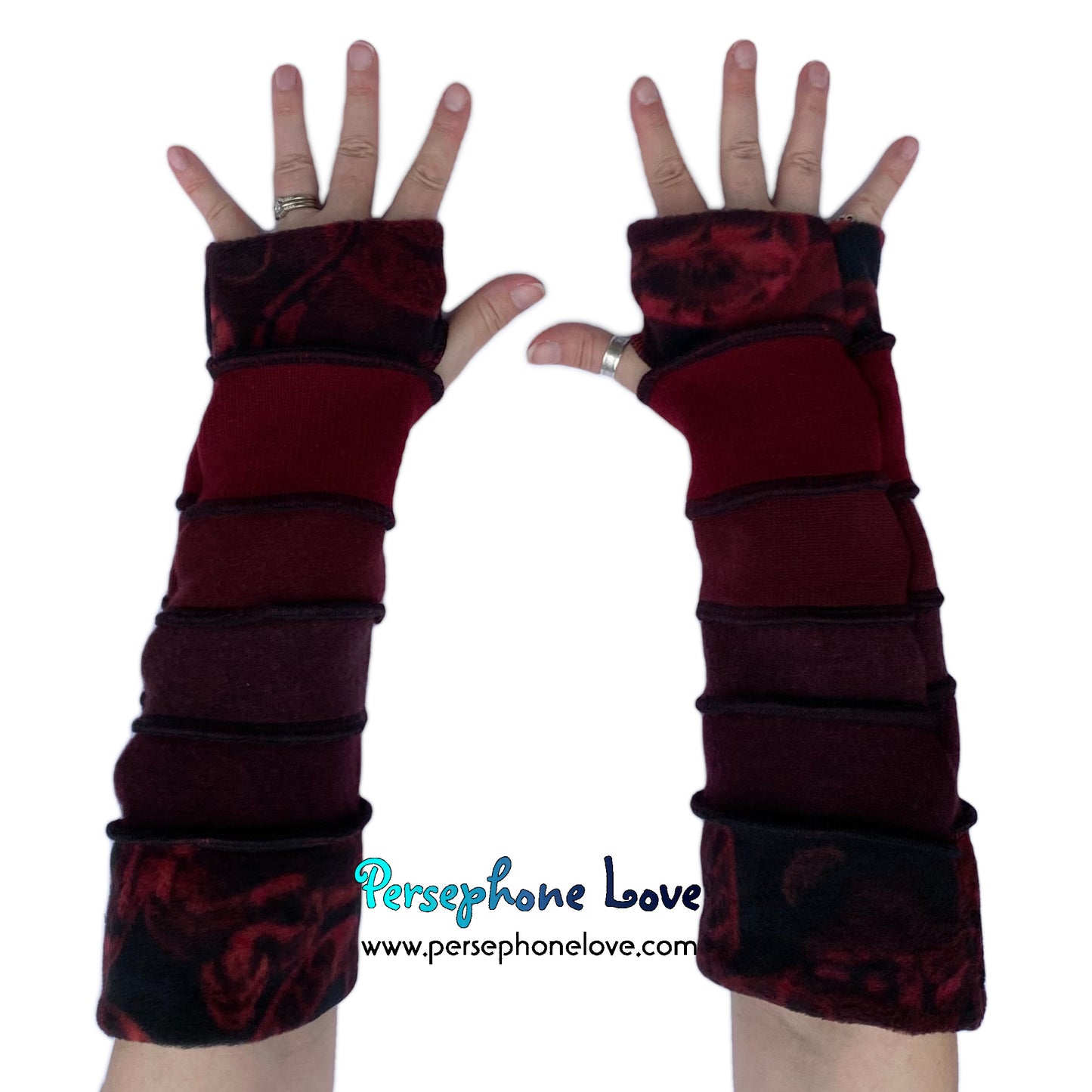 Katwise-inspired red felted 100% cashmere arm warmers-1665