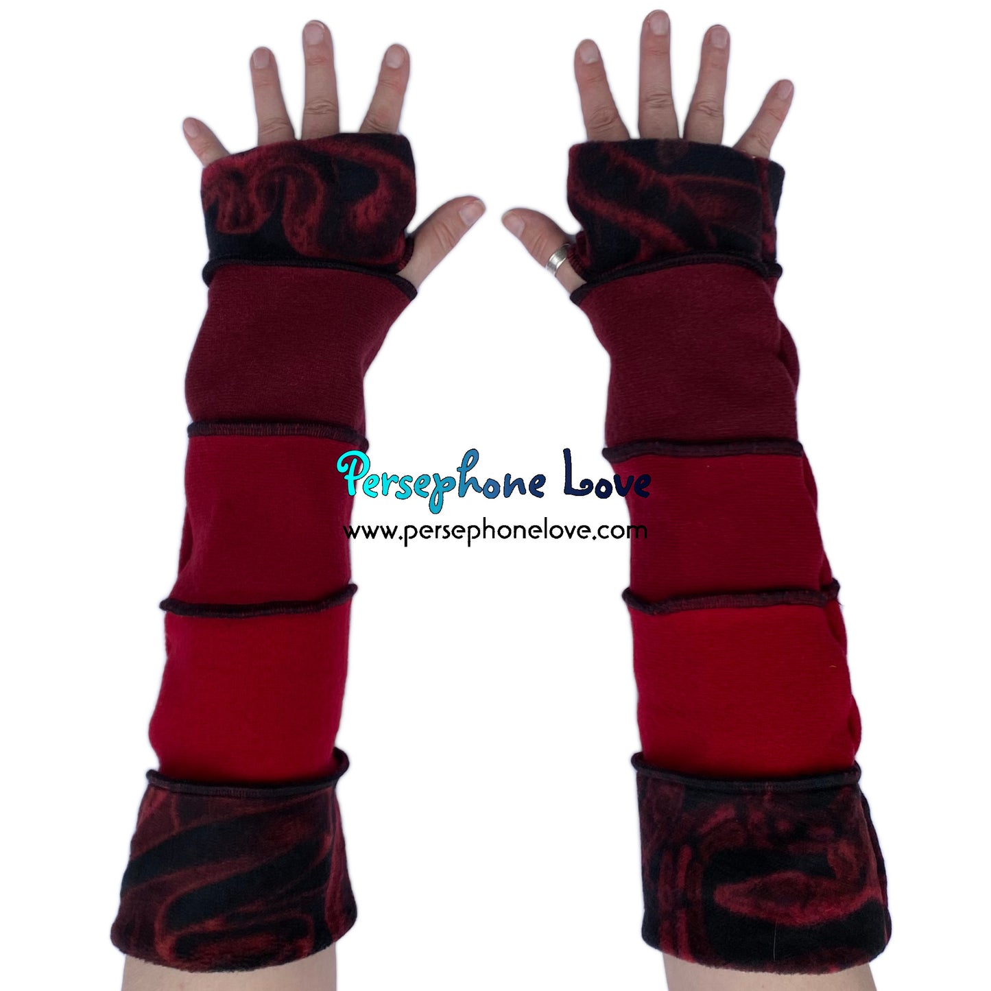 Katwise-inspired red felted 100% cashmere arm warmers-1667
