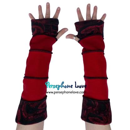 Katwise-inspired red felted 100% cashmere arm warmers-1668