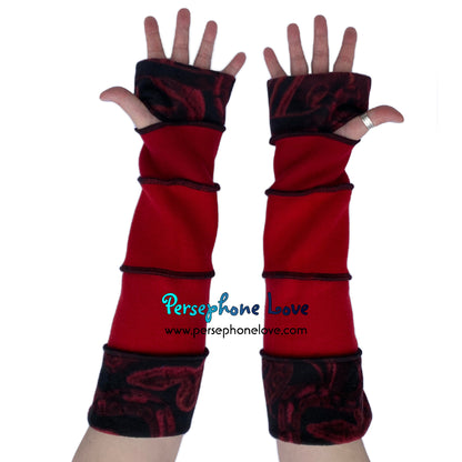 Katwise-inspired red felted 100% cashmere arm warmers-1668