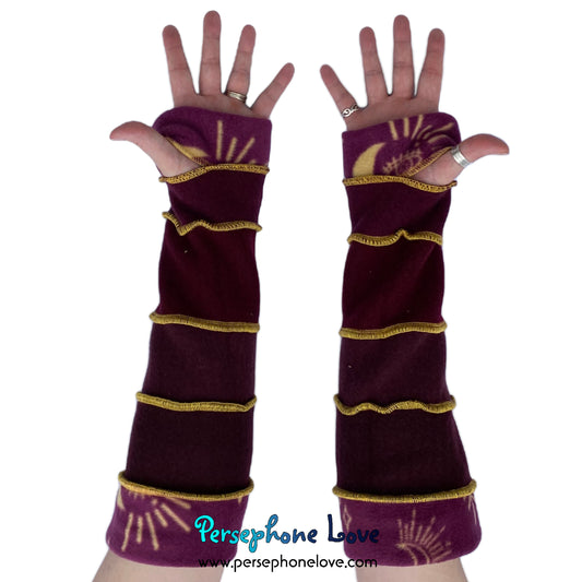 Katwise-inspired magenta felted 100% cashmere arm warmers-1671