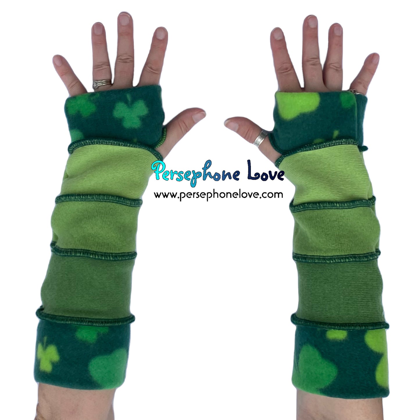 Katwise-inspired green felted 100% cashmere arm warmers-1674