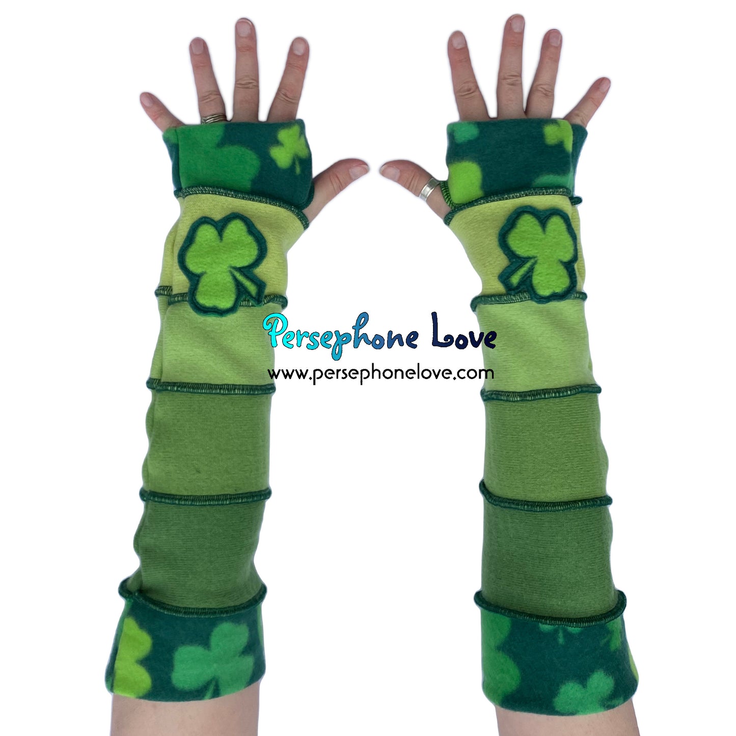 Katwise-inspired green felted 100% cashmere arm warmers-1676