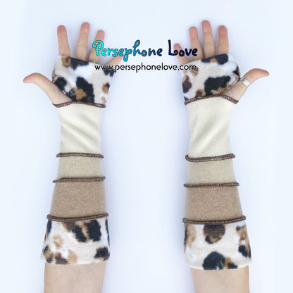 Katwise inspired needle-felted 100% cashmere upcycled sweater arm warmers -1692
