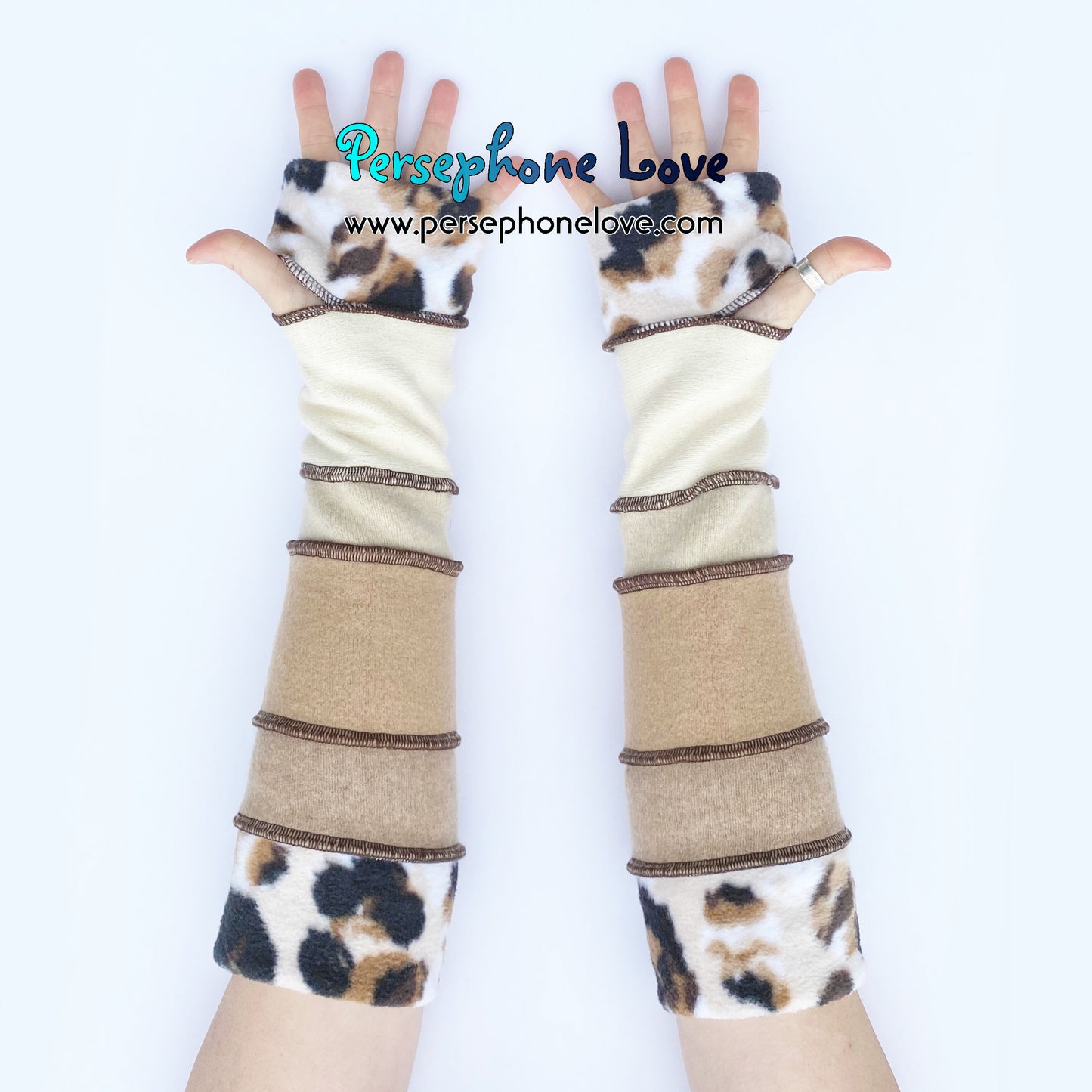 Katwise inspired needle-felted 100% cashmere upcycled sweater arm warmers -1695