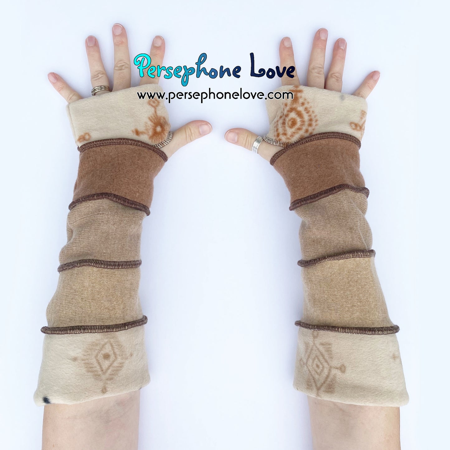 Katwise inspired needle-felted 100% cashmere upcycled sweater arm warmers -1697