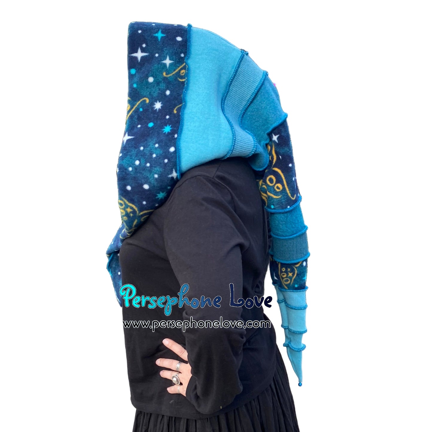 Katwise inspired felted 100% cashmere recycled sweater elf hat/hood-1815