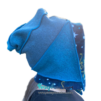 Katwise inspired teal felted 100% cashmere pixie jester hat-1824
