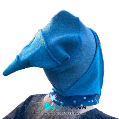 Katwise inspired teal felted 100% cashmere pixie jester hat-1824