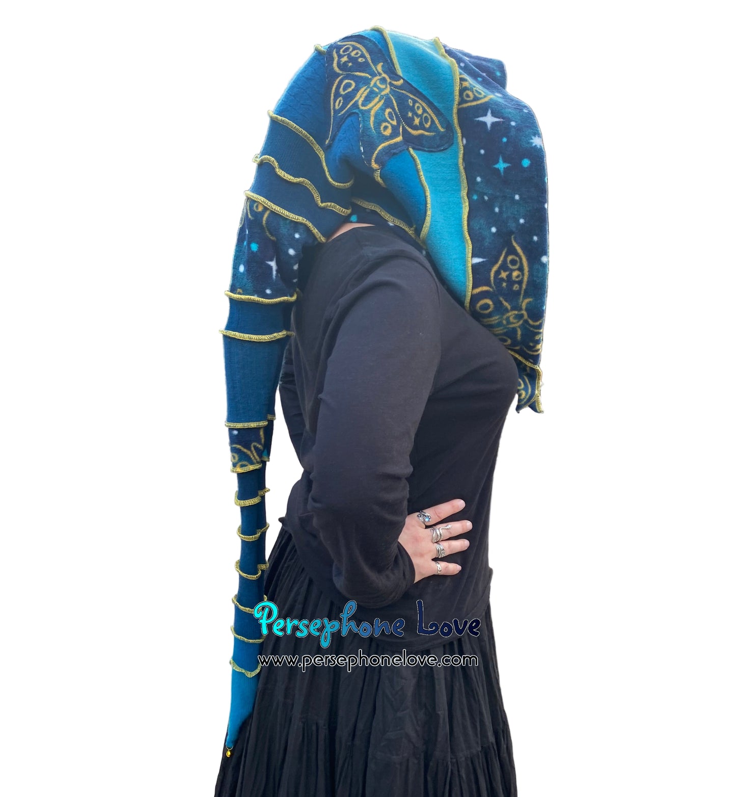 Katwise inspired felted 100% cashmere recycled sweater elf hat/hood-1826