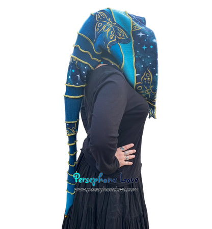 Katwise inspired felted 100% cashmere recycled sweater elf hat/hood-1826