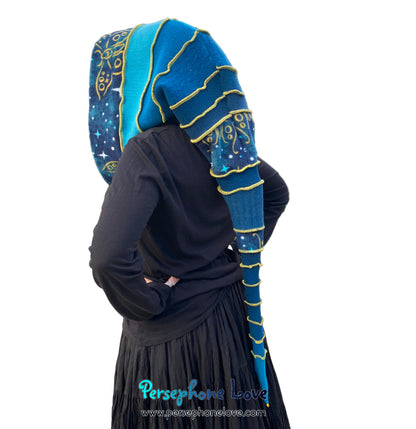 Katwise inspired felted 100% cashmere recycled sweater elf hat/hood-1826