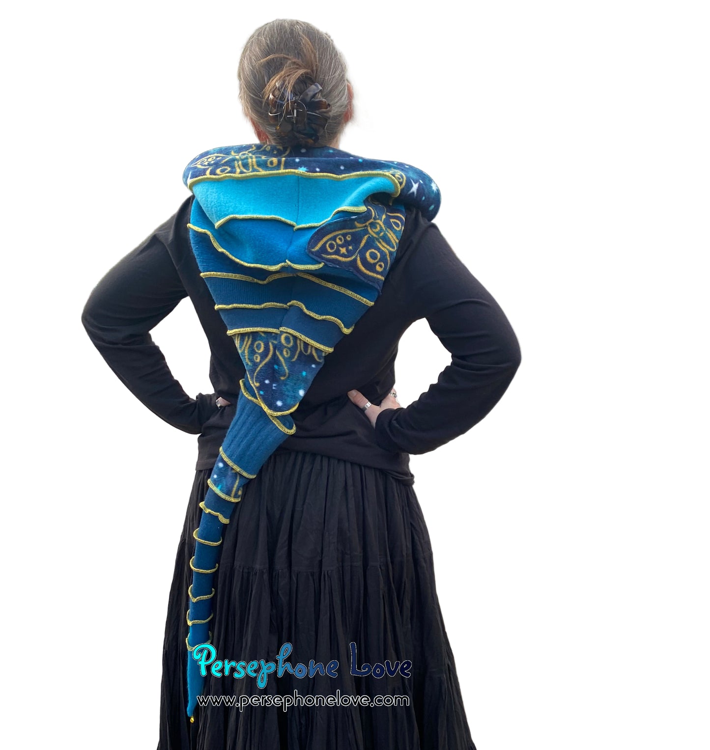 Katwise inspired felted 100% cashmere recycled sweater elf hat/hood-1826