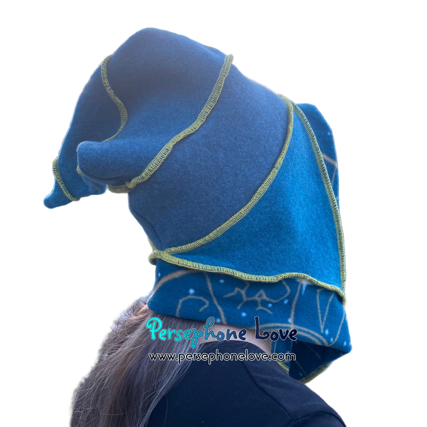 Katwise inspired teal felted 100% cashmere pixie jester hat-1840