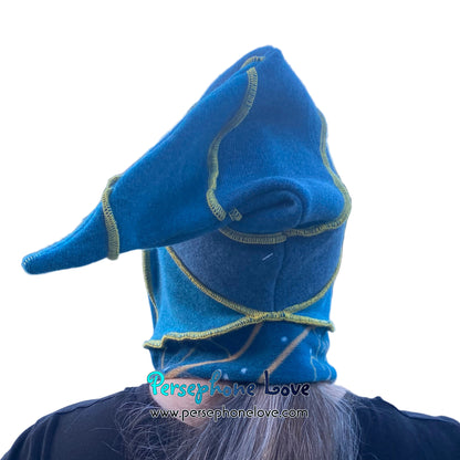 Katwise inspired teal felted 100% cashmere pixie jester hat-1840