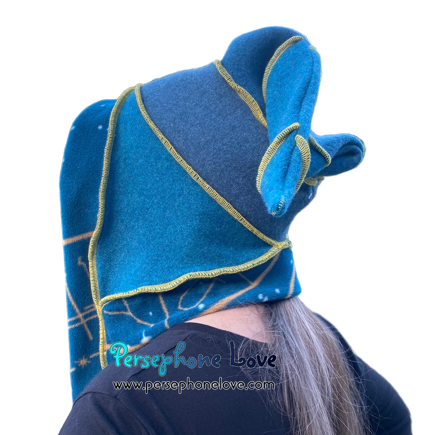 Katwise inspired teal felted 100% cashmere pixie jester hat-1840