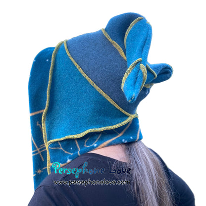 Katwise inspired teal felted 100% cashmere pixie jester hat-1840