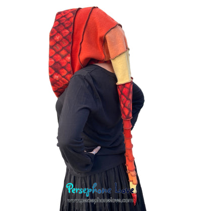 Katwise inspired felted 100% cashmere recycled sweater elf hat/hood-1847