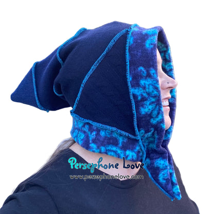 Katwise inspired blue felted 100% cashmere pixie jester hat-1856