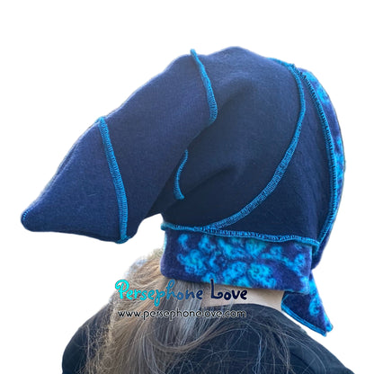 Katwise inspired blue felted 100% cashmere pixie jester hat-1856