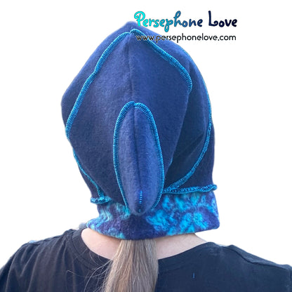 Katwise inspired blue felted 100% cashmere pixie jester hat-1856