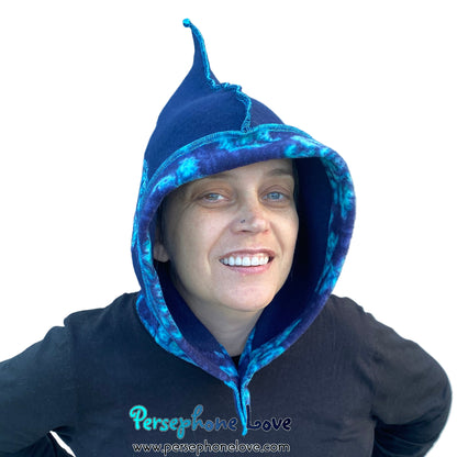 Machine felted 100% cashmere recycled sweater pixie elf hat/hood-1858