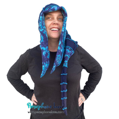 Katwise inspired blue felted 100% cashmere pixie jester hat-1860