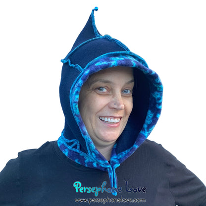 Machine felted 100% cashmere recycled sweater pixie elf hat/hood-1863