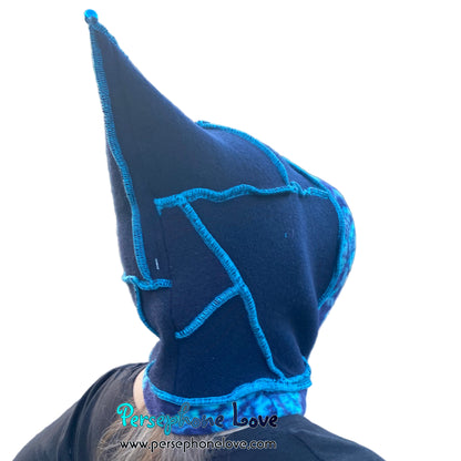 Machine felted 100% cashmere recycled sweater pixie elf hat/hood-1863