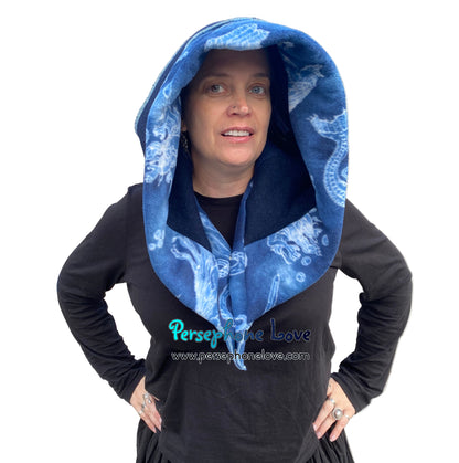 Katwise inspired felted 100% merino wool recycled sweater elf hat/hood-1868