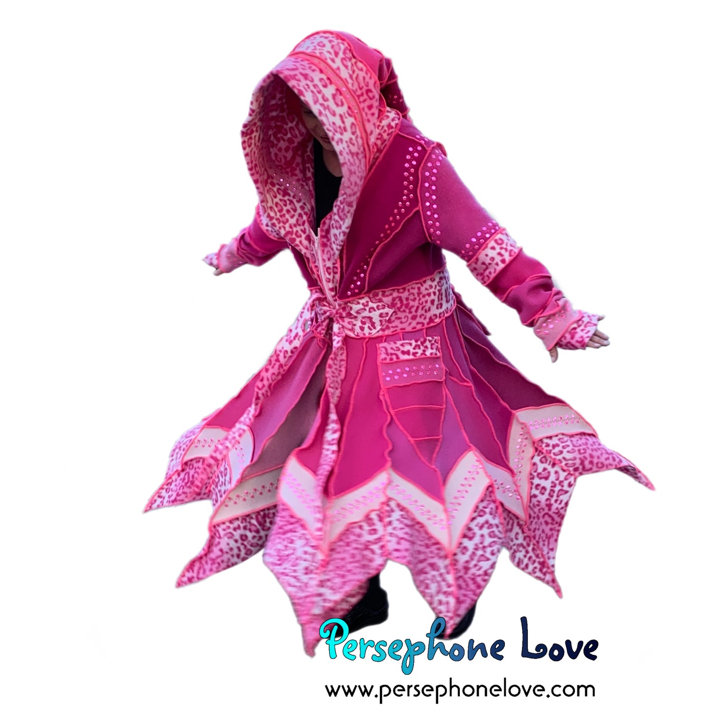 “Proper Patola” Pink pixie felted cashmere/wool/fleece Katwise-inspired sequin sweatercoat-2571