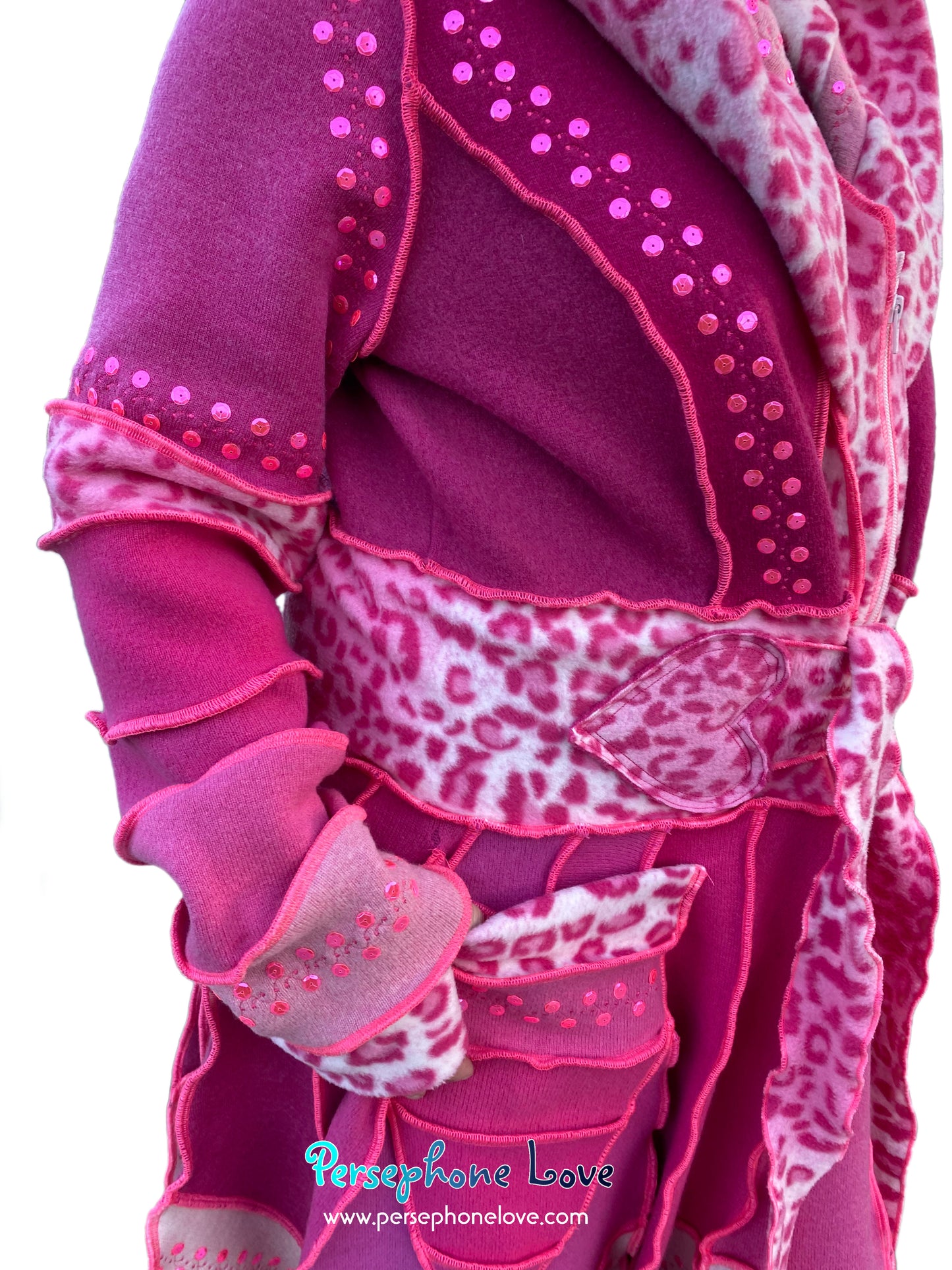 “Proper Patola” Pink pixie felted cashmere/wool/fleece Katwise-inspired sequin sweatercoat-2571