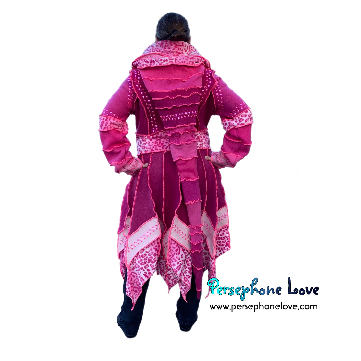 “Proper Patola” Pink pixie felted cashmere/wool/fleece Katwise-inspired sequin sweatercoat-2571