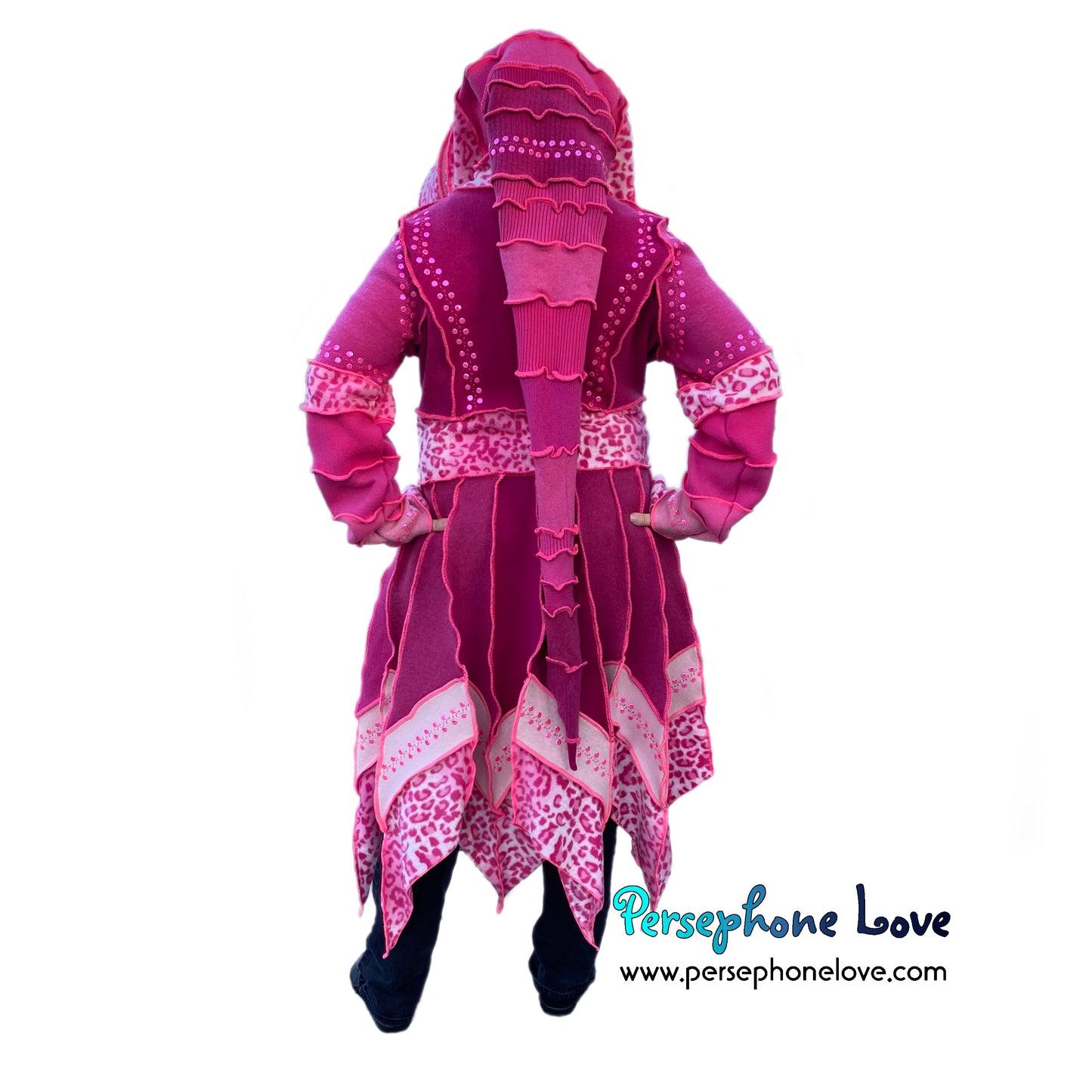 “Proper Patola” Pink pixie felted cashmere/wool/fleece Katwise-inspired sequin sweatercoat-2571