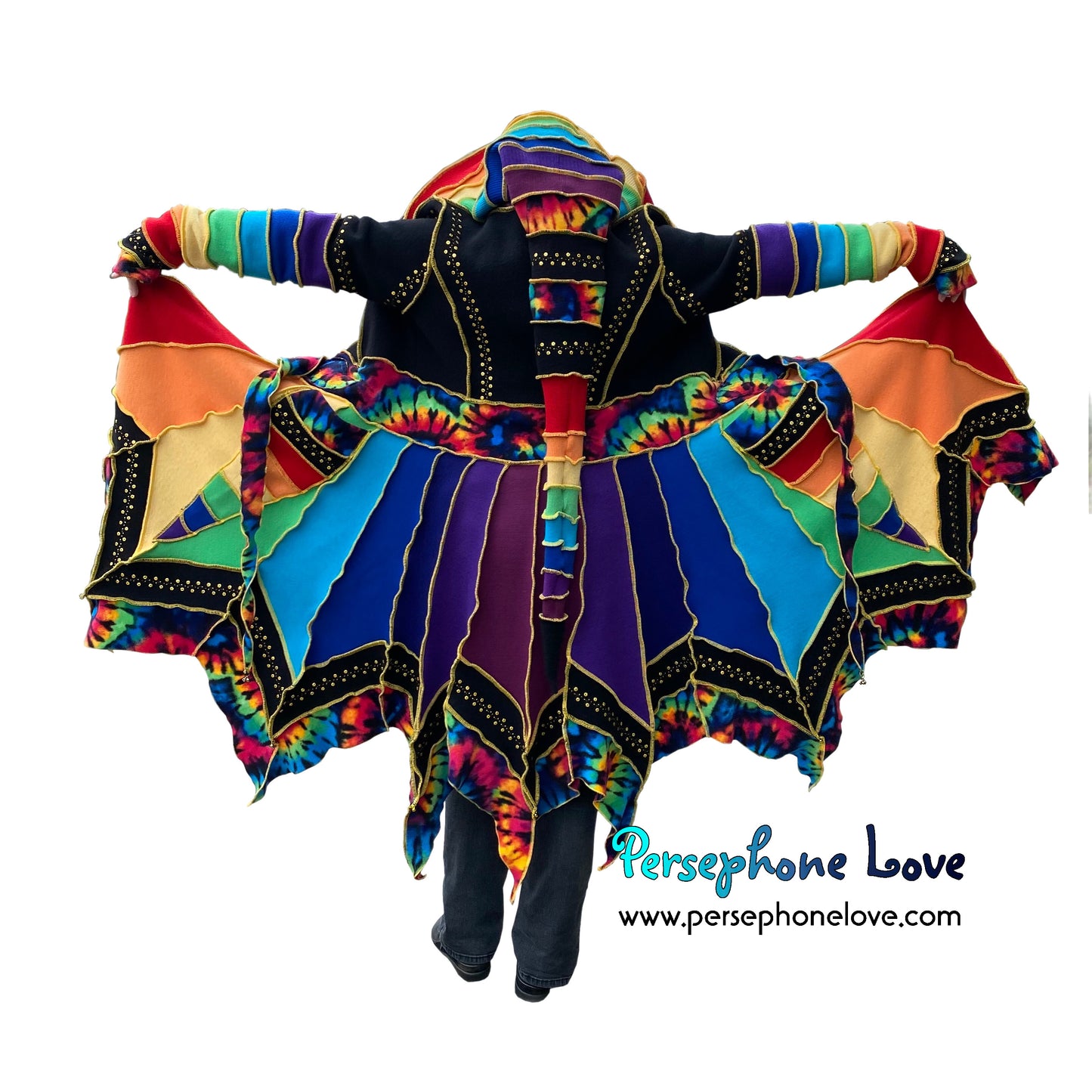 “Prophet” Rainbow pixie felted cashmere/wool/fleece Katwise-inspired sequin sweatercoat-2572