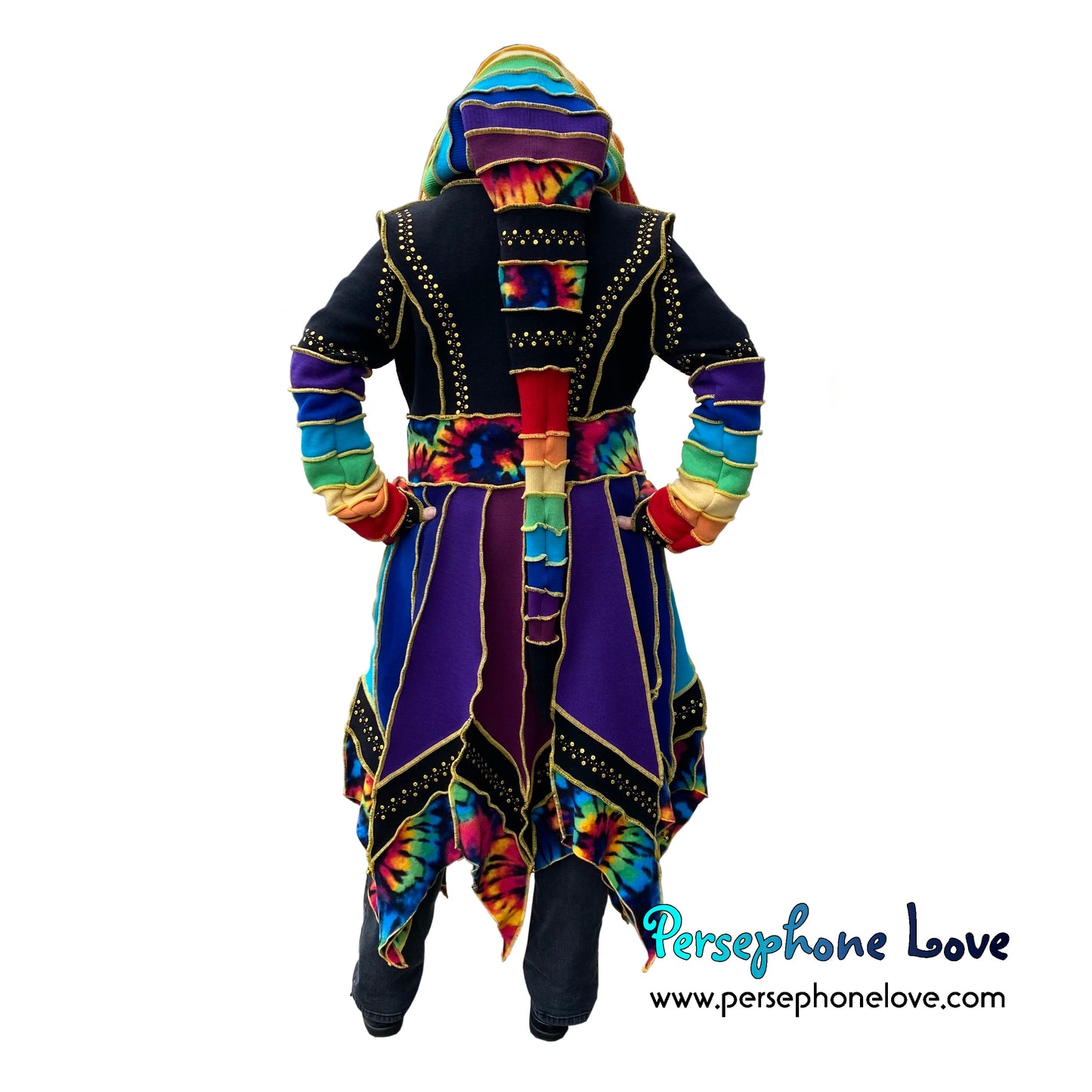 “Prophet” Rainbow pixie felted cashmere/wool/fleece Katwise-inspired sequin sweatercoat-2572