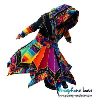 "Elevation" Rainbow pixie felted cashmere/wool/fleece Katwise-inspired sequin sweatercoat-2573