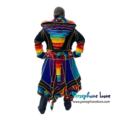 "Elevation" Rainbow pixie felted cashmere/wool/fleece Katwise-inspired sequin sweatercoat-2573