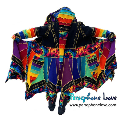 "Elevation" Rainbow pixie felted cashmere/wool/fleece Katwise-inspired sequin sweatercoat-2573