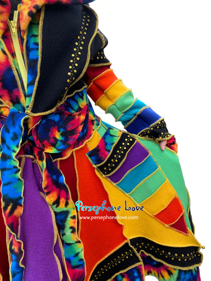 "Elevation" Rainbow pixie felted cashmere/wool/fleece Katwise-inspired sequin sweatercoat-2573