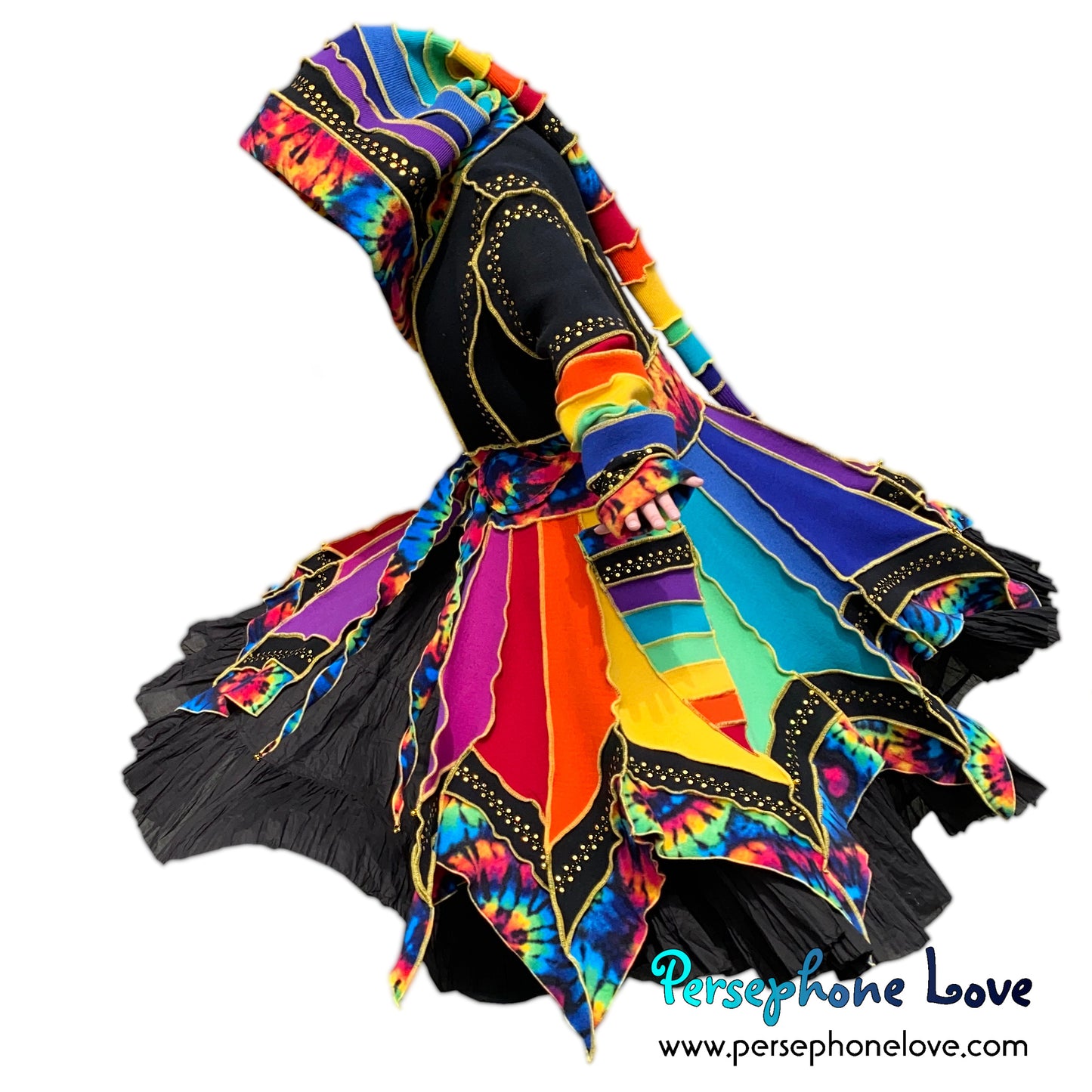 "Elevation" Rainbow pixie felted cashmere/wool/fleece Katwise-inspired sequin sweatercoat-2573