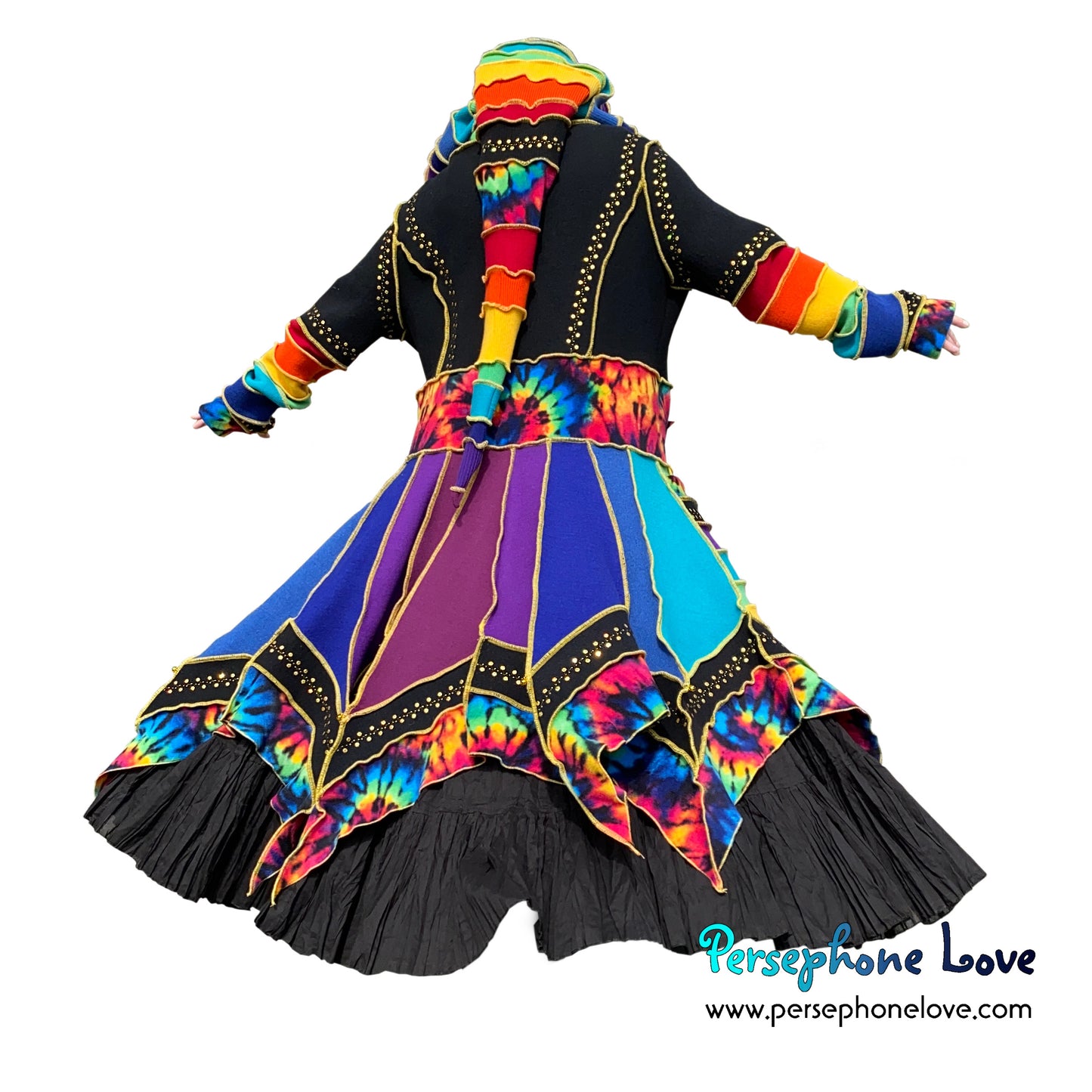 "Elevation" Rainbow pixie felted cashmere/wool/fleece Katwise-inspired sequin sweatercoat-2573