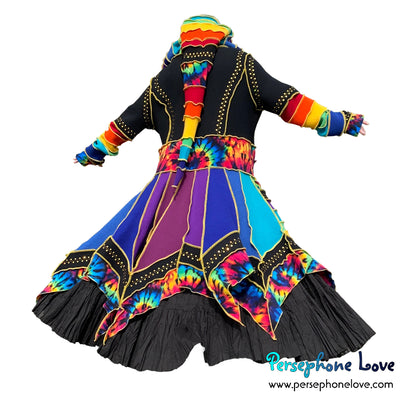 "Elevation" Rainbow pixie felted cashmere/wool/fleece Katwise-inspired sequin sweatercoat-2573