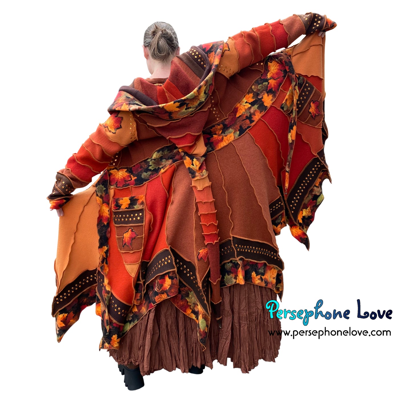 "Enchanted" Earthtones pixie felted 90% cashmere/10% wool/fleece Katwise-inspired sequin sweatercoat-2574