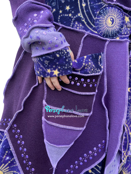 "Staring at the Sun" Purple pixie felted 100% cashmere/fleece Katwise-inspired sequin sweatercoat-2575