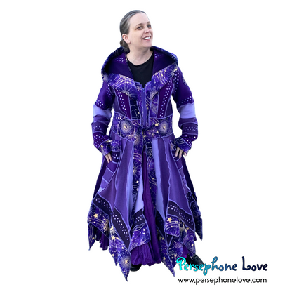 “Galaxien” Purple pixie felted 90% cashmere/10% wool/fleece Katwise-inspired sequin sweatercoat-2577