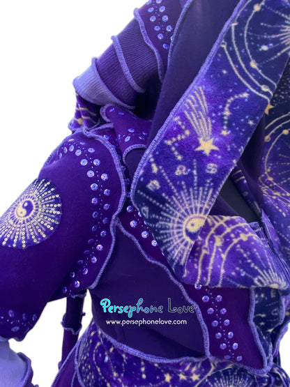“Galaxien” Purple pixie felted 90% cashmere/10% wool/fleece Katwise-inspired sequin sweatercoat-2577